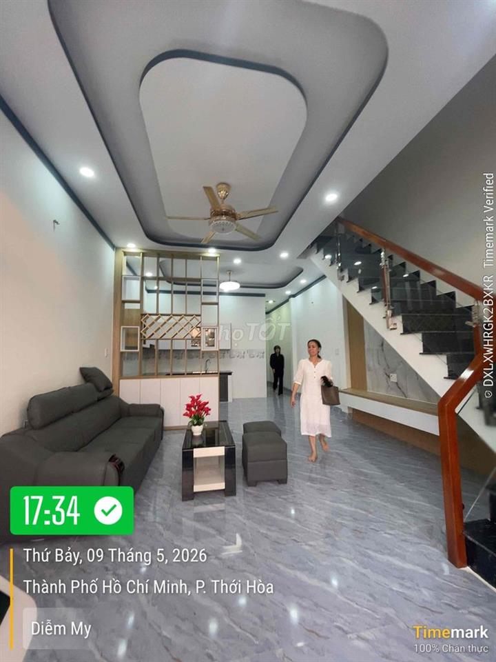 nhà đã hoàn thành, sau lưng cây xăng thới Hoà, bến cát 100m2 2ti280