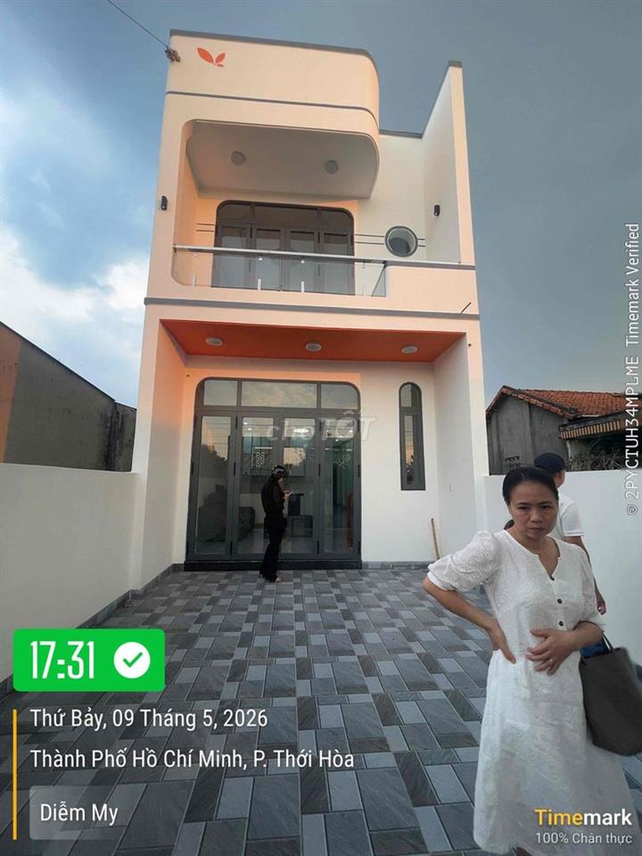 nhà đã hoàn thành, sau lưng cây xăng thới Hoà, bến cát 100m2 2ti280