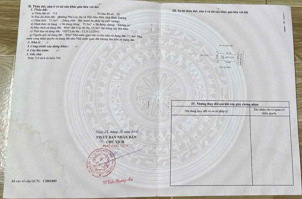 Đất trung tâm Phú Lợi đường ô tô