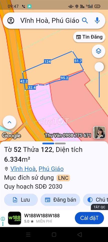Đất Mẫu giá rẻ đường nhựa ĐH-513 xã Vĩnh Hòa, Phú Giáo 17 tỷ/ha