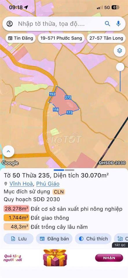 Bán Đất SKC sản xuất kinh doanh 30 năm 3Ha giá 60 tỷ TL 