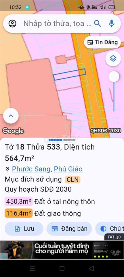 Đất SKC sản xuất kinh doanh 8.800m² giá 19 tỷ 50 tr đường nhựa xe công
