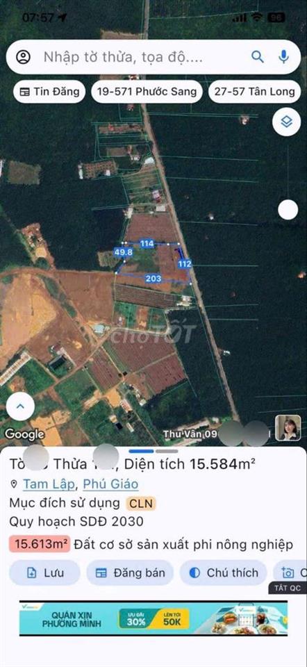 Đất SKC sản xuất kinh doanh đóng tiền 1 lần 50 năm 1,6ha giá 27,3