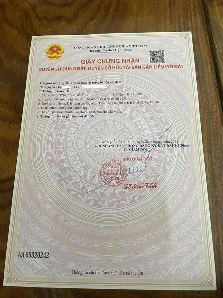 BÁN GẤp Đất Thổ cư Chánh Phú Hoà