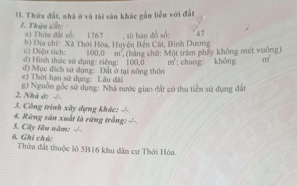 1 tỉ 2 đg N16 Thới Hoà BD 99,9 m vuông