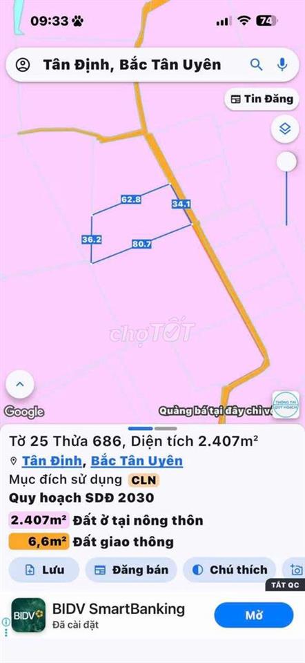 Cần bán đất đẹp Tân định, Bắc Tân Uyên