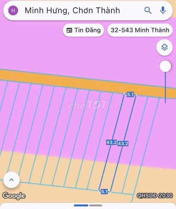 Đất phường Minh Hưng 395 triệu sở hữu ngay