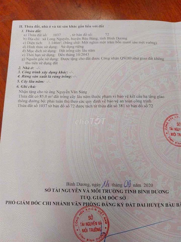Hạ giá thêm 200 triệu bán gấp đất cao su ngay chợ Long Nguyên