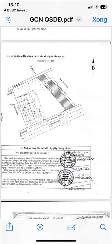 Bán lô đất 2 mặt tiền đường Bình Nhâm