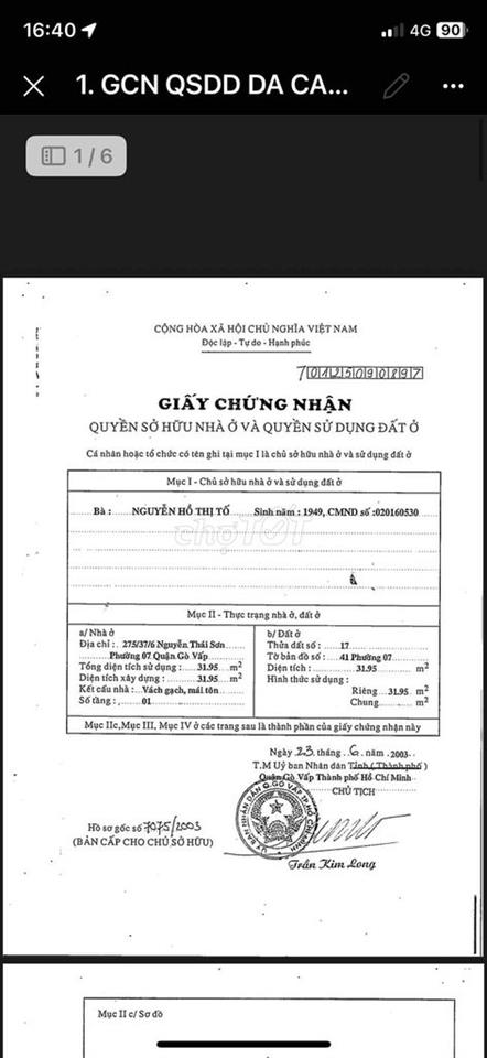 CẦN BÁN NHÀ TRUNG TÂM GÒ VẤP