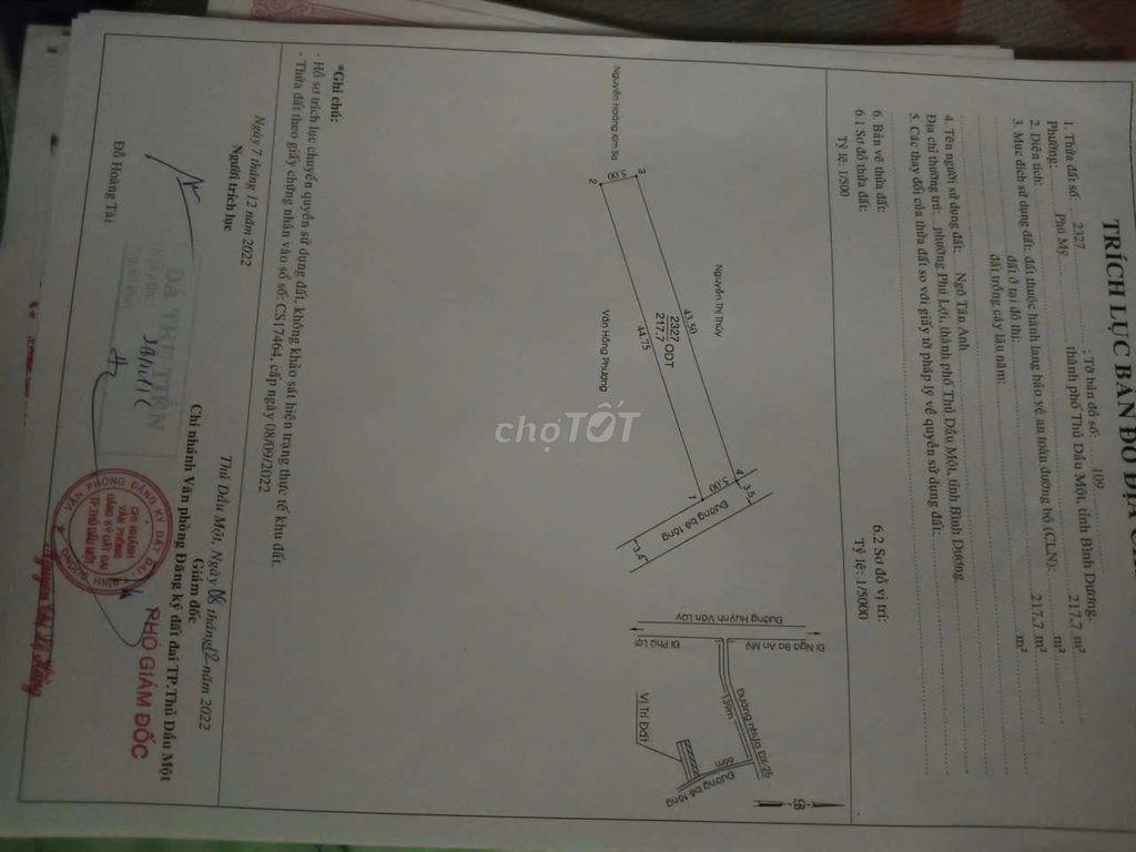 bán đất phú mỹ, dx 25, 217m, 2ty690