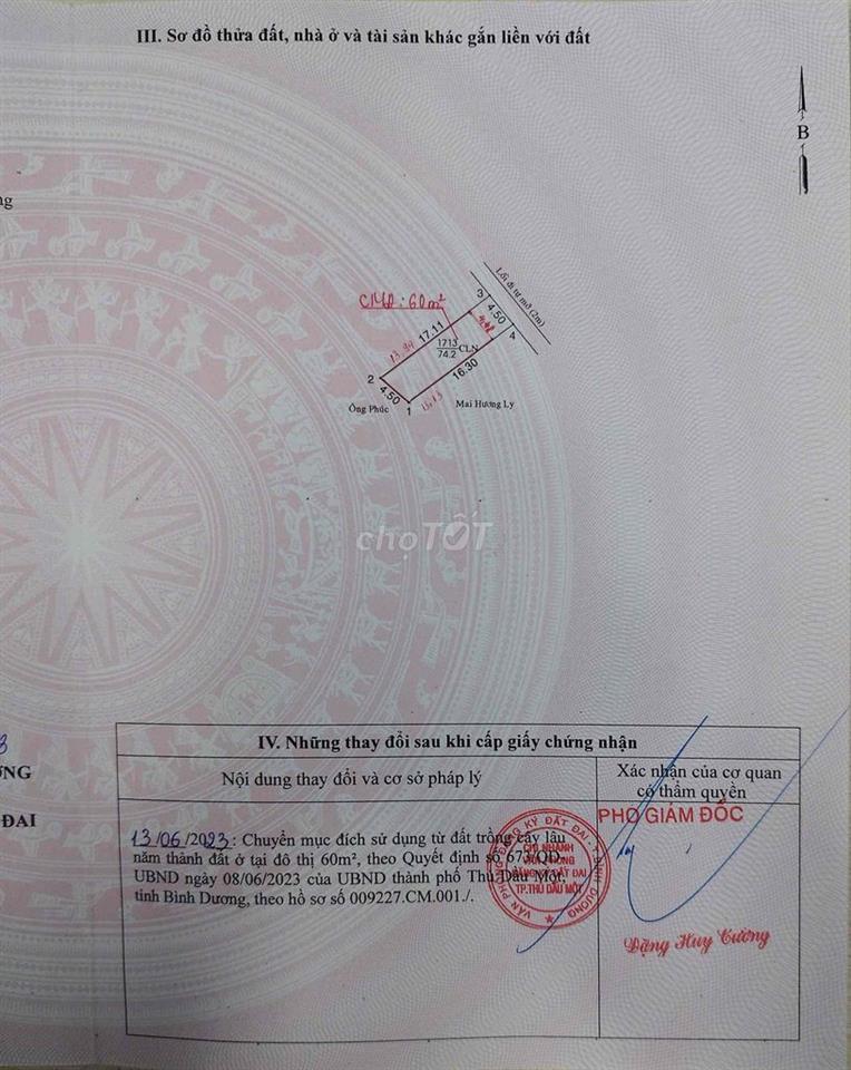 Bán đất trung tâm phường Phú Lợi, Thủ Dầu Một