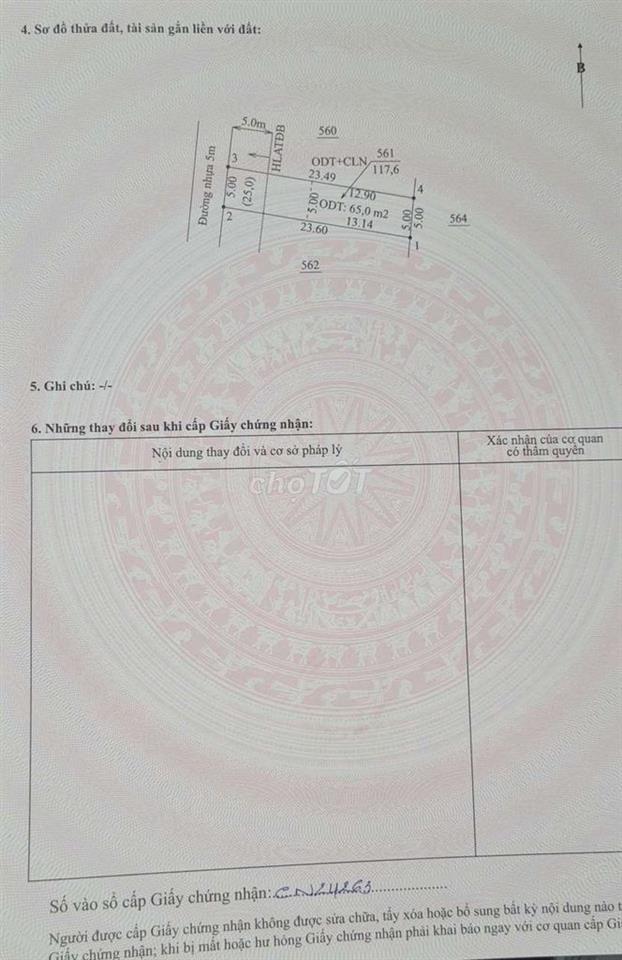 Đất thổ cư Hoà lợi xây dựng tự do. chỉ  1ty320