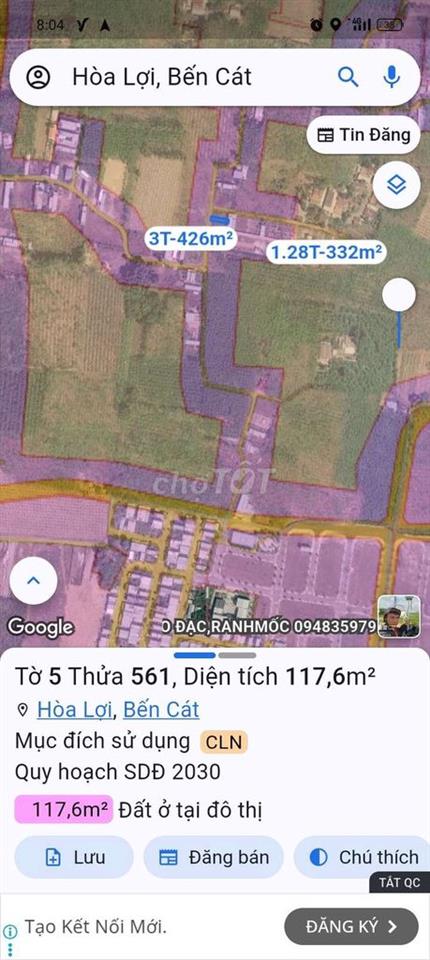 Đất thổ cư Hoà lợi xây dựng tự do. chỉ  1ty320