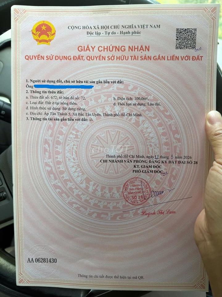 BÁN ĐẤT KHU TÁI ĐỊNH CƯ TTHC XÃ BẮC TÂN UYÊN