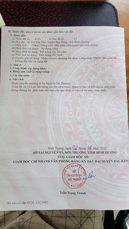 Đất gần chợ Trừ Văn Thố, Bàu Bàng, Bình Dương