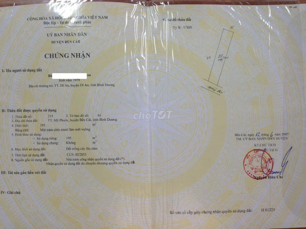 Bán đất QL13 Mỹ Phước, Bến Cát