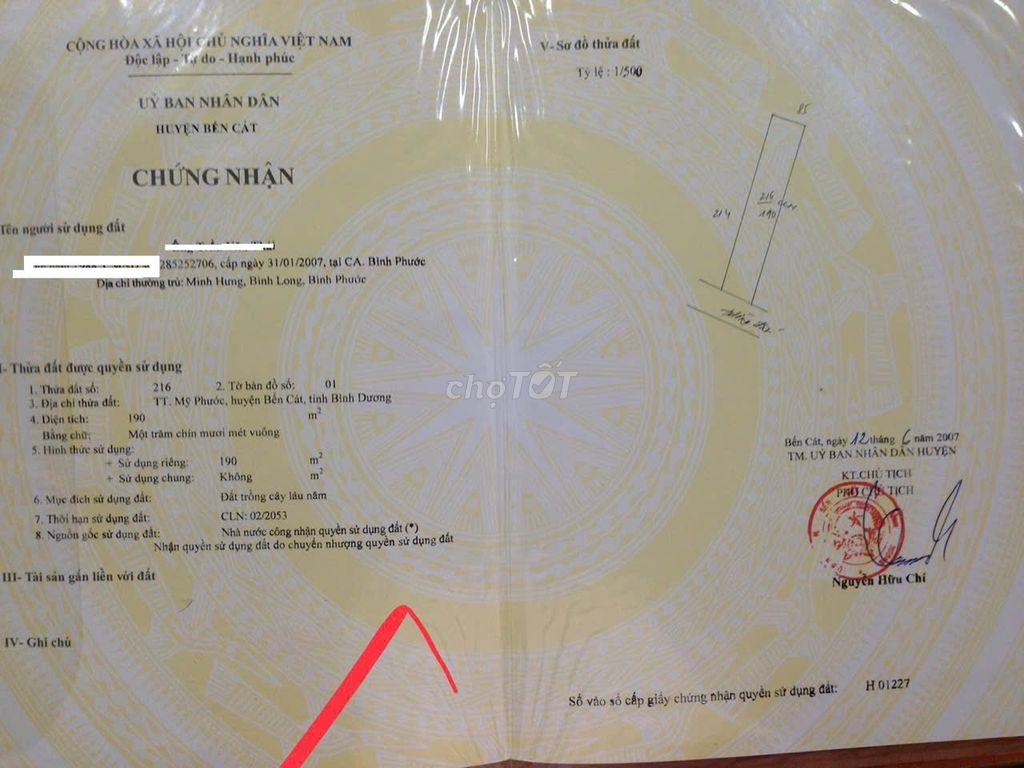 Bán đất QL13 Mỹ Phước, Bến Cát