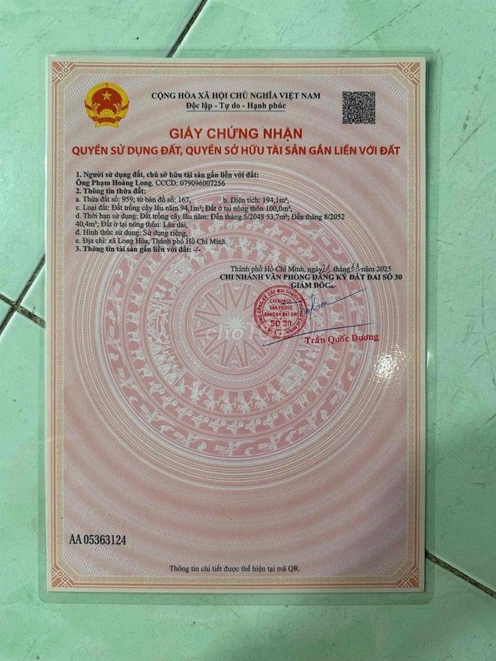 bán gấp đất xã Long Hoà TPHCM (Mới)