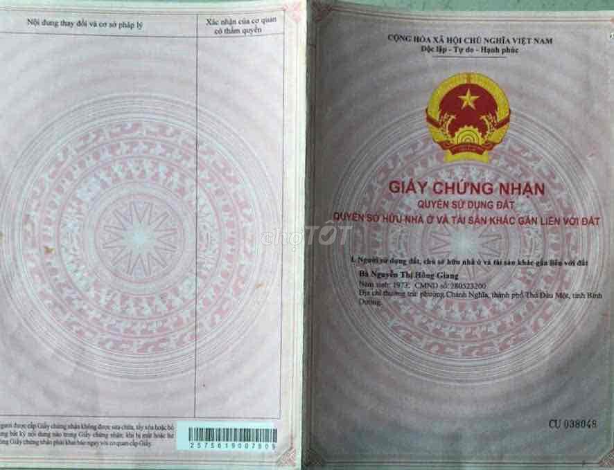 Chính chủ bán đất 102,6m² khu TĐC Chánh Nghĩa, sổ riêng