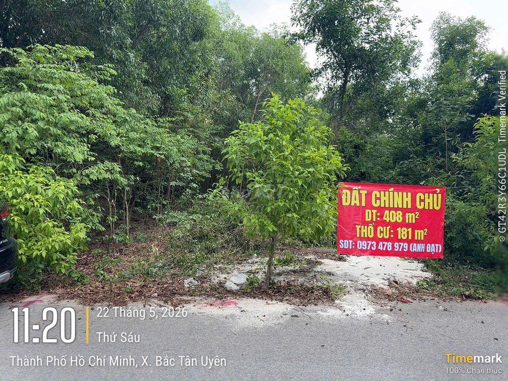 BÁN ĐẤT TÂN THÀNH 36 CHÍNH CHỦ  FULL THỔ CƯ – 408m² – ĐƯỜNG NHỰA ĐẸP