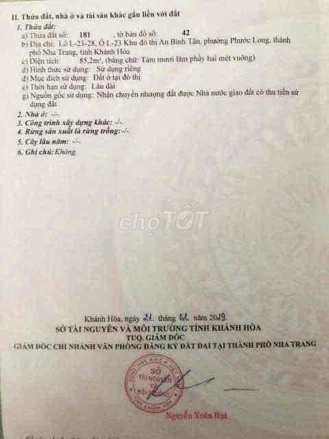 Đất Nền KĐT An  Bình Tân Phước Long  Hướng Đông Nam Sổ Riêng