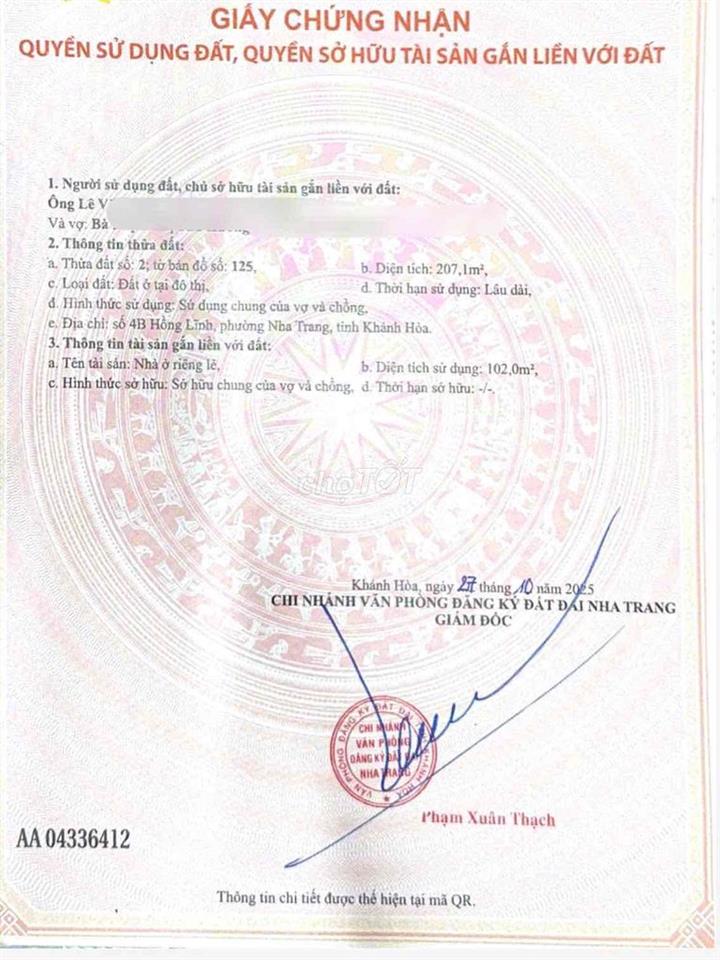 Bán Nhà Đất Mặt Tiền Hồng Lĩnh Phước Hoà Nha Trang Ngang 7m