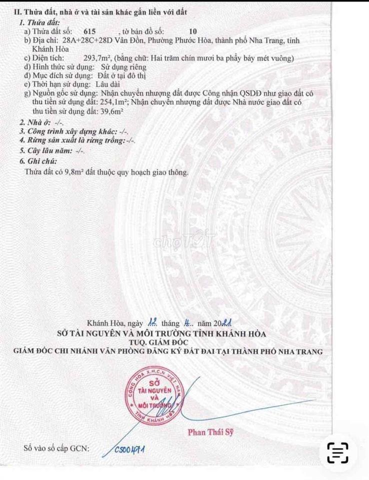 Bán Đất 2 Mặt Tiền Vân Đồn Phước Hoà Nha Trang