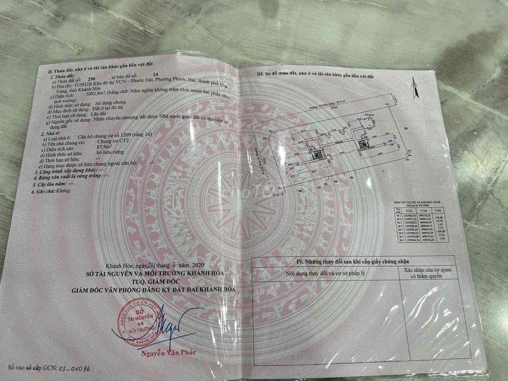 Bán Căn Góc 3 Phòng Ngủ Chung Cư CT2 Phước Hải Nha Trang Sổ Riêng