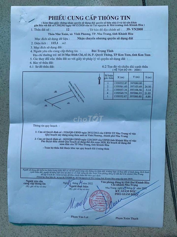 Kẹt Tiền Cần Bán Đất Thổ Cư TP Nha Trang.