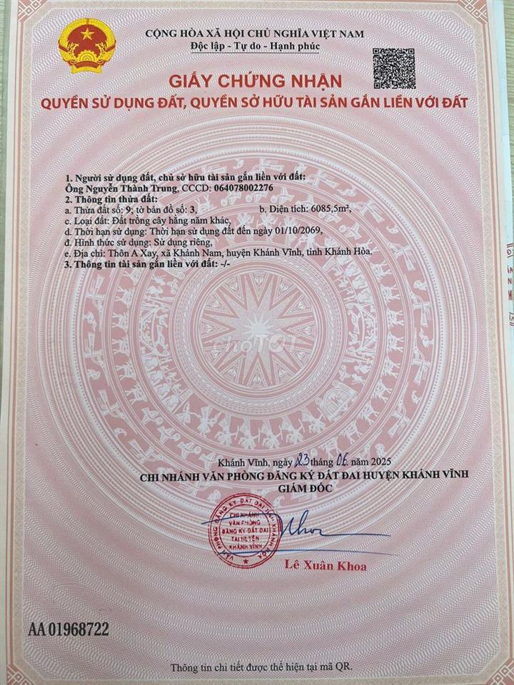 Bán Vườn Bưởi Rộng 6.000m2 - Cách Nha Trang 40p - Đường Ô Tô, Có Sổ Đỏ
