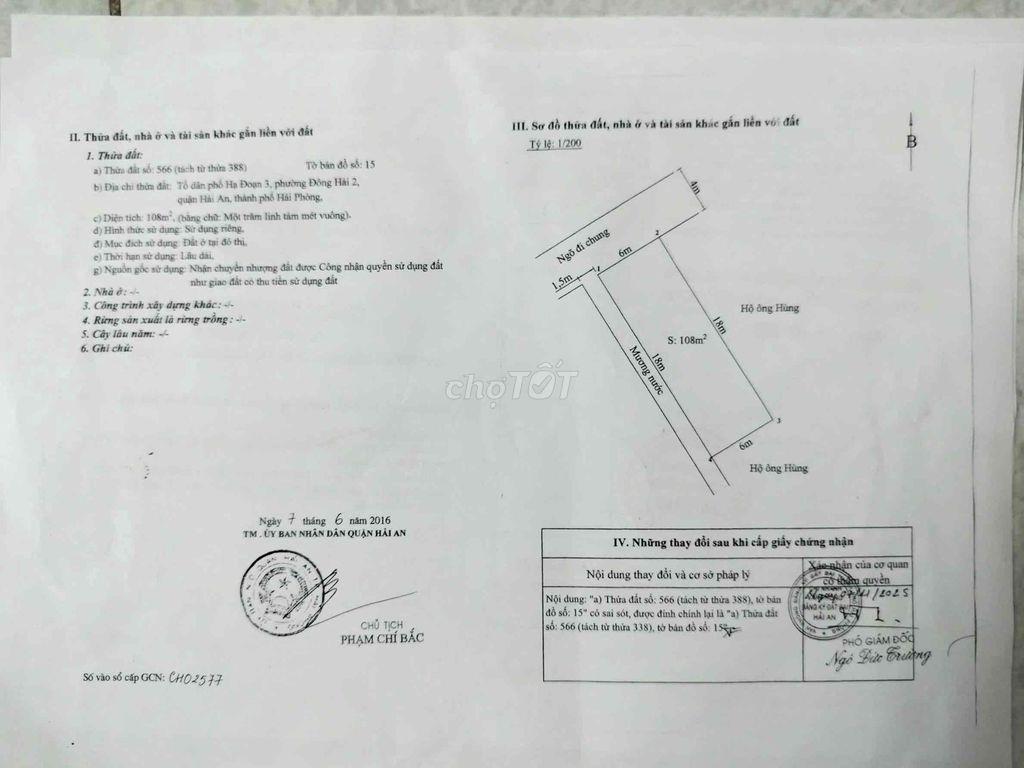 chỉ có 35 triêu/m2 có ngay lô đất 108m2+12m lưu không 2 oto tránh nhau