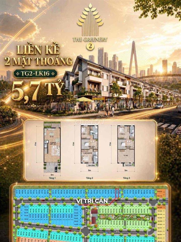💥 HOT NHẤT THE GREENERY 2 – CĂN LIỀN KỀ 2 MẶT THOÁNG CHỈ 5,7 TỶ