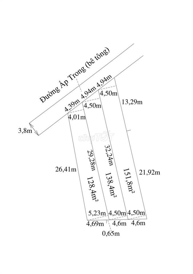 Hàng phân lô, 418.6m2 đất thổ cư đường ấp trong phước lý. 3.9 tỷ