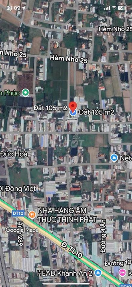 ĐẤT SỔ ĐỎ 105 M2, ĐỨC HÒA ĐÔNG, LONG AN 1,5 TỶ ĐỒNG