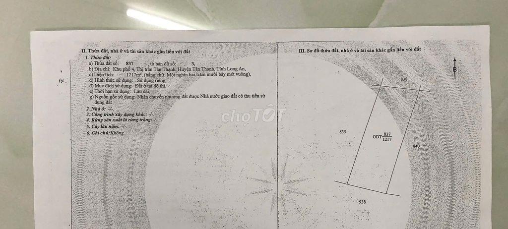 Bán đất tại tân thạnh long an
