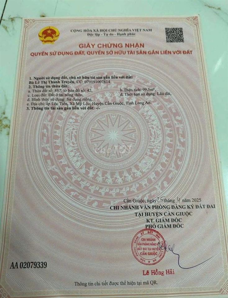 Đất nền ngay Ủy Ban Mỹ Lộc
