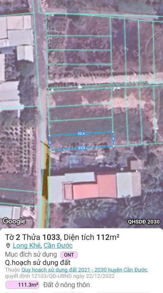 đất thổ 112m2 long khê 