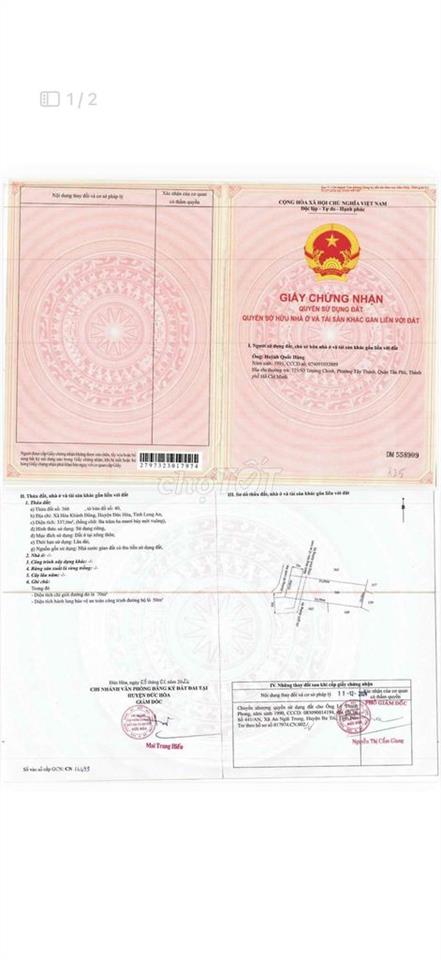 Đất nền thổ cư đức hoà long an