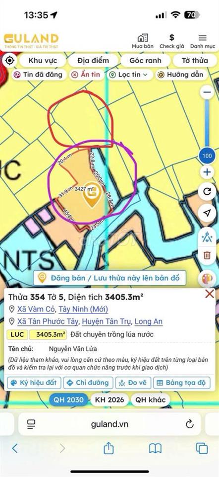 Cần bán 5662 m2 đất nông nghiệp ven sông tại ấp 3, Tân Phước Tây