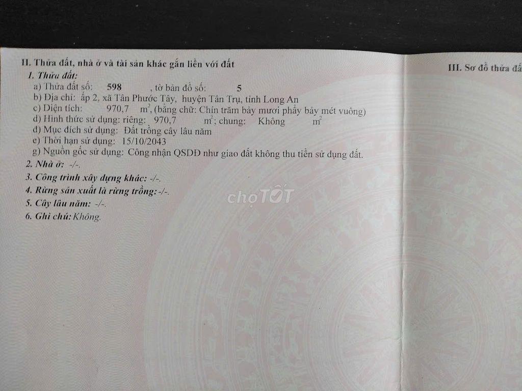 Cần bán 5662 m2 đất nông nghiệp ven sông tại ấp 3, Tân Phước Tây