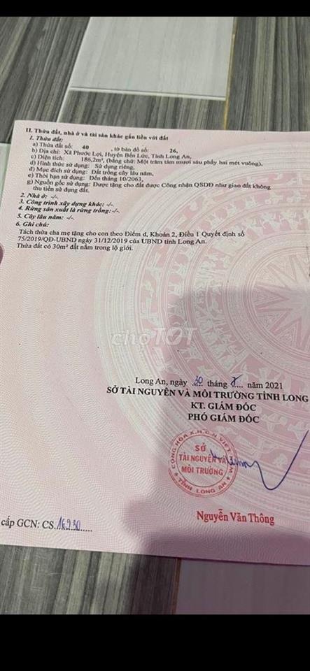 Bán đất mặt tiền đường 835