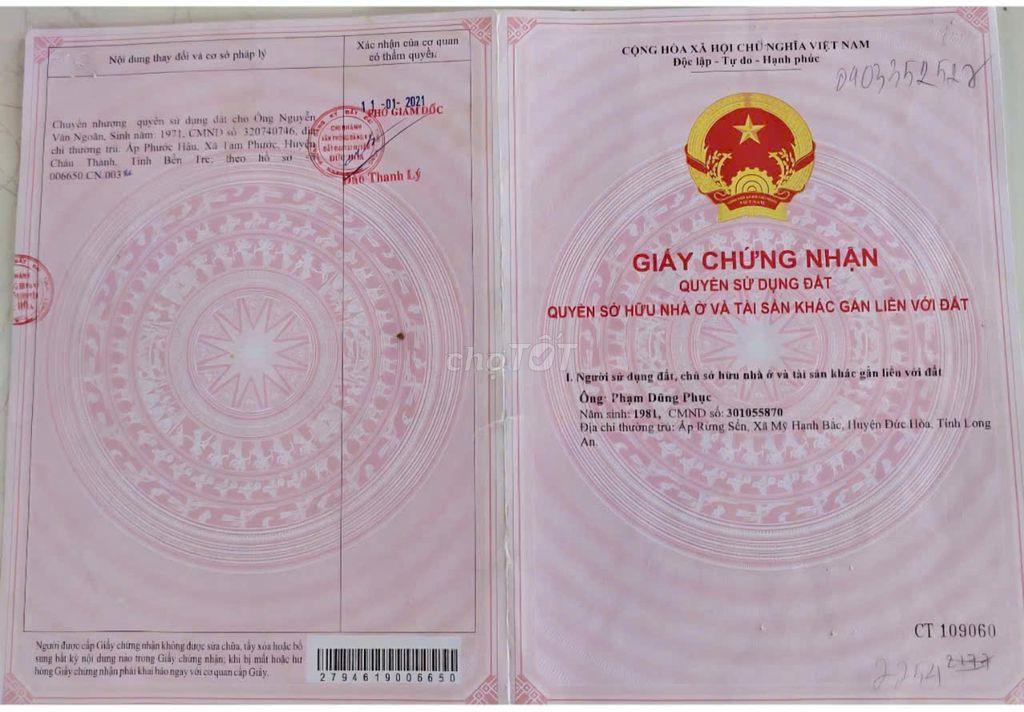 BÁN GẤP ĐẤT THỔ CƯ 174M² – AN NINH TÂY, ĐỨC HÒA – GIÁ 1 TỶ 2