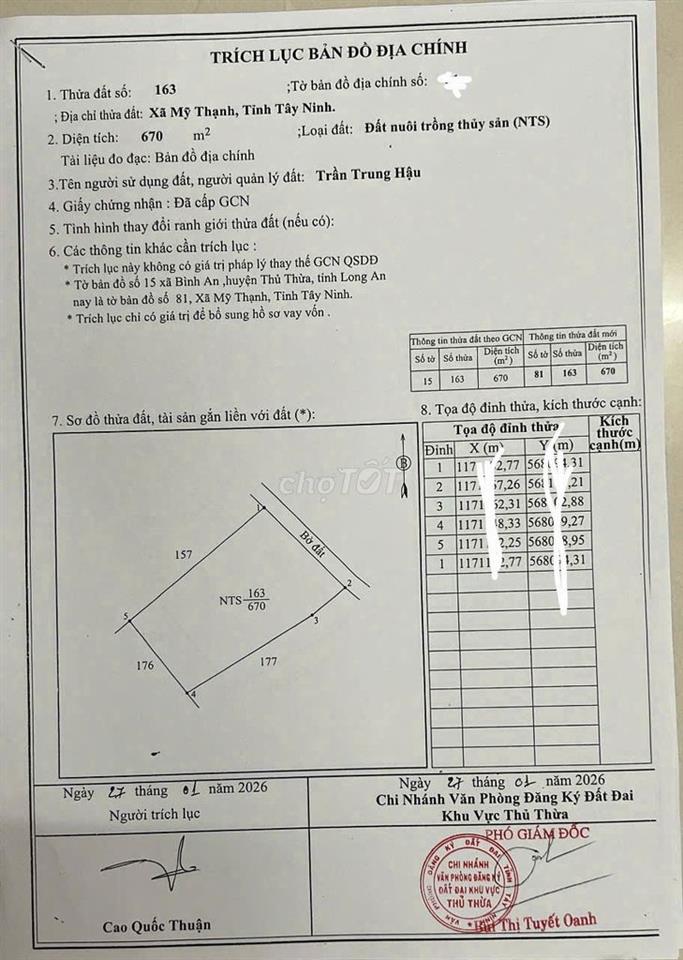 Giảm 2 tỷ bán 3800m2 đất thổ cư TT Thủ Thừa Long An cũ còn 4.5 tỷ
