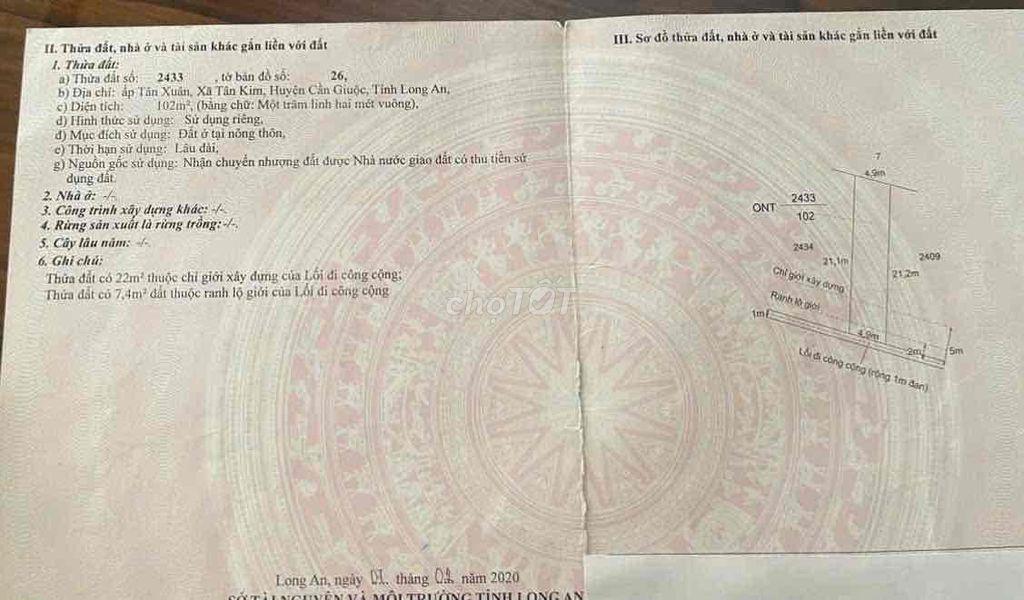 BÁN ĐẤT KHU VỰC TÂN KIM – SIÊU HIẾM