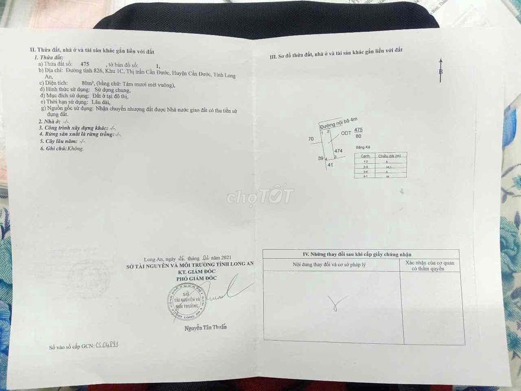 Còn lô đất rẻ Thị Trấn Cần Đước, Long An cũ cách tỉnh lộ 826 50m