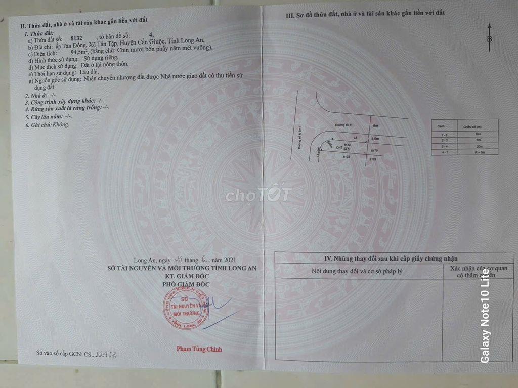 BÁN ĐÁT MẶT TIỀN ĐƯỜNG HUYỆN CẦN GIUỘC LONG AN CHÍNH CHỦ