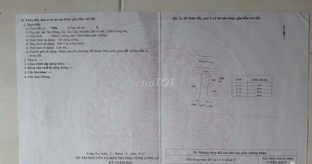 BÁN ĐẤT MẶT TIỀN ĐƯỜNG 830 HUYỆN CẦN GIUỘC LONG AN CHÍNH CHỦ