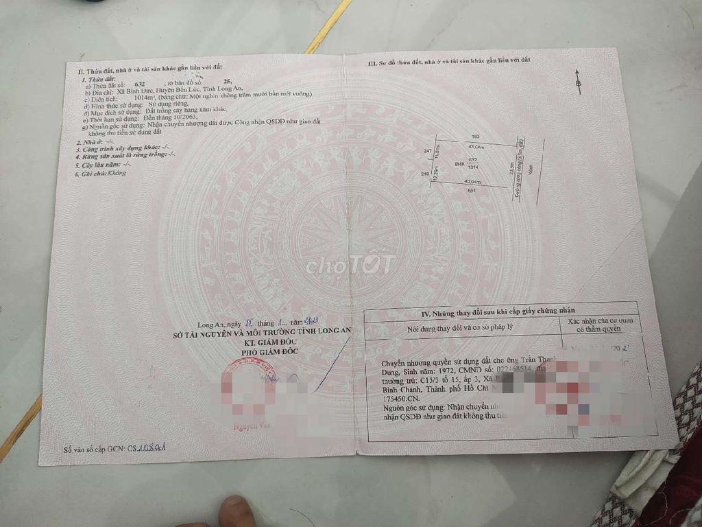 Bán đất Bến Lức