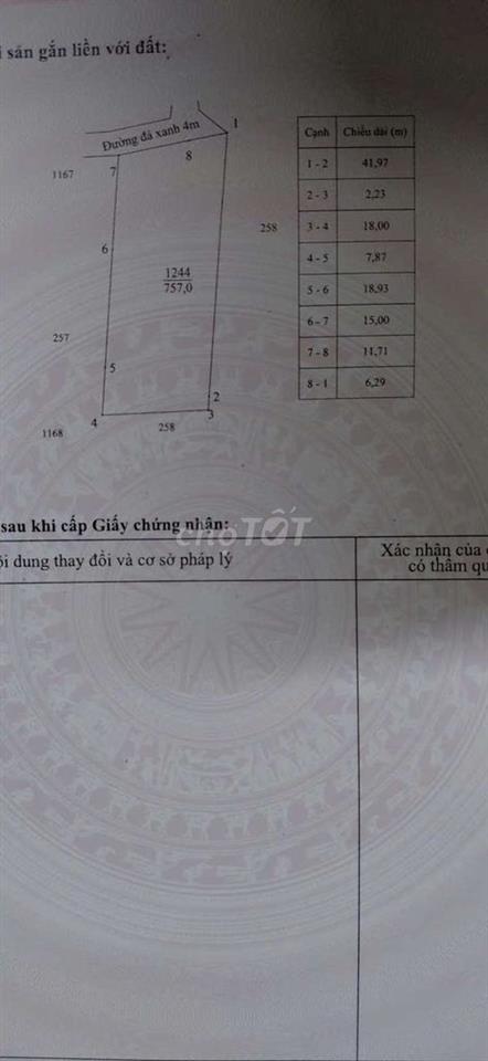 đất 1800 có  757m thổ cư.  gần  đường n2, cách ủy ban xã 1km.